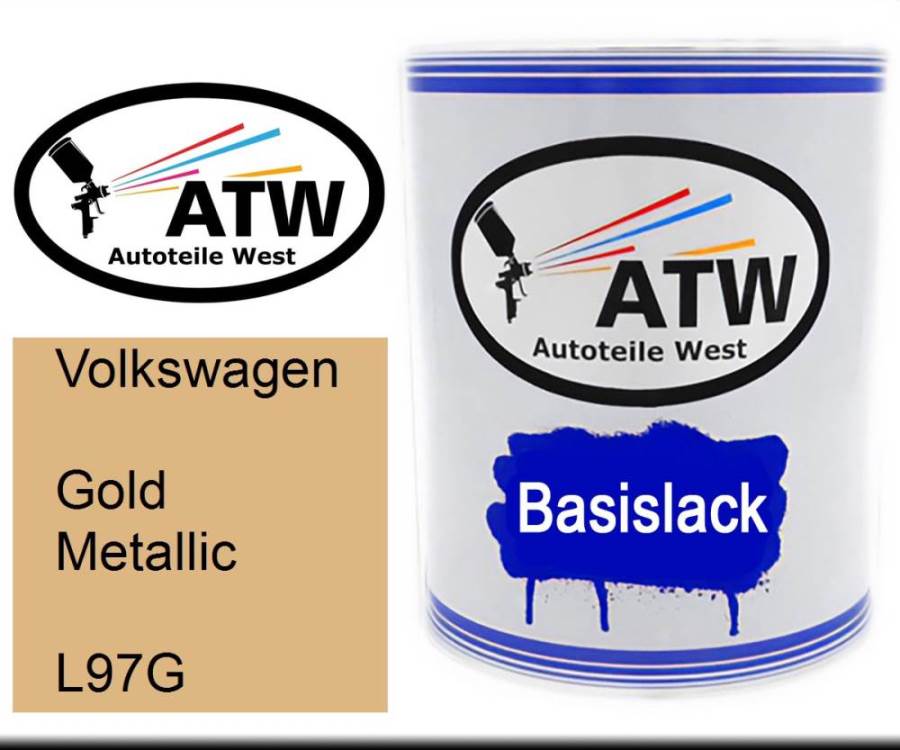 Volkswagen, Gold Metallic, L97G: 1L Lackdose, von ATW Autoteile West.